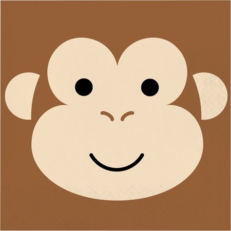 CREATIVE CONVERTING Monkey Napkins, 6.5", 192PK 346305
